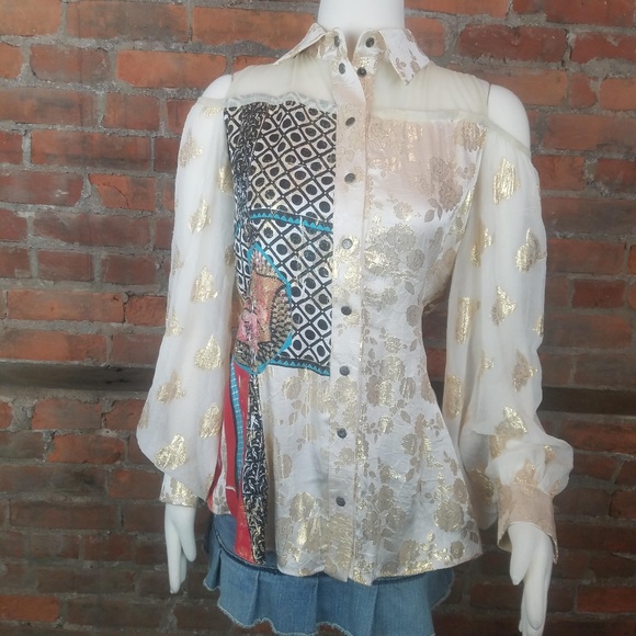 SOLD Save the Queen Women's Cold Shoulder Blouse - Picture 2 of 8